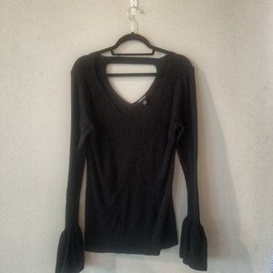 Torrid Black Ribbed Sweater Bell Sleeve